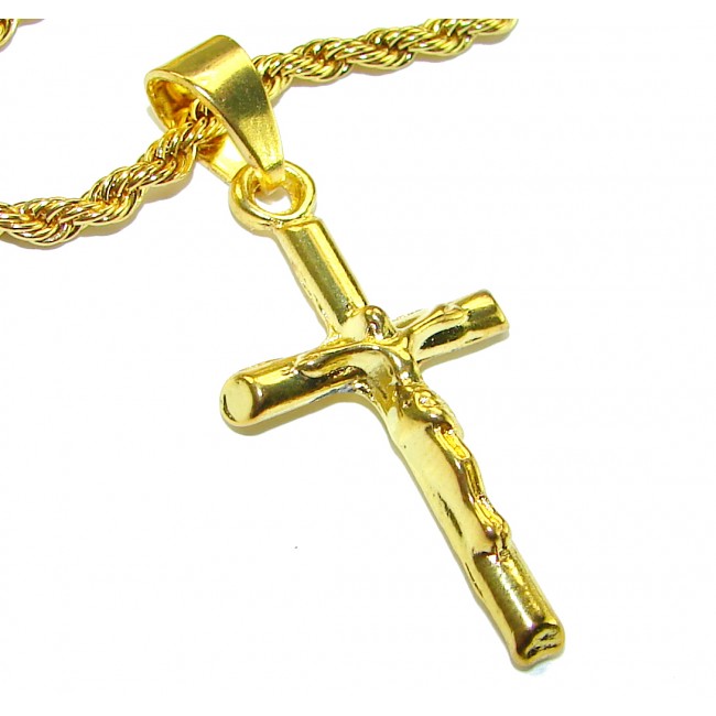 Precious Cross Genuine 14K Gold over .925 Sterling Silver handmade necklace