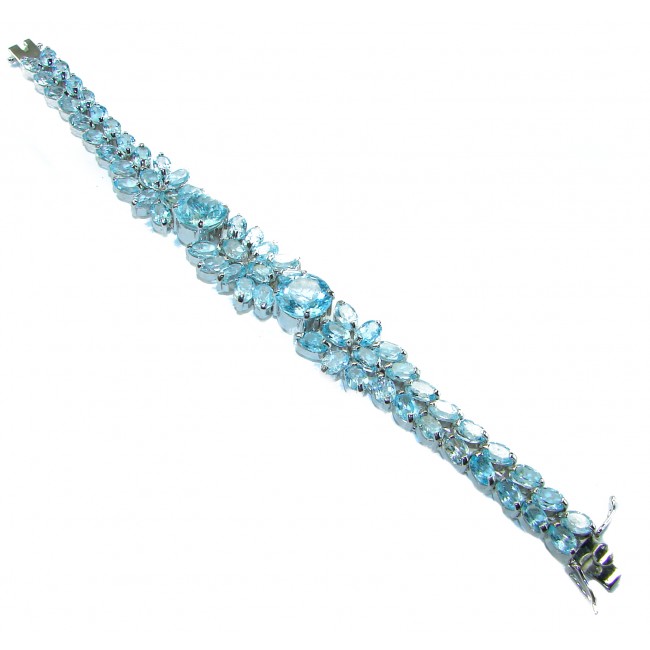 Pacifica 105.5 carat Swiss Blue Topaz .925 Sterling Silver handmade Statement Bracelet - photo 4