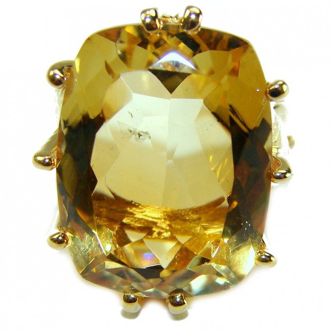 22.8 carat Genuine Heliodor 18K Gold over .925 Sterling Silver handcrafted ring size 6 1/4