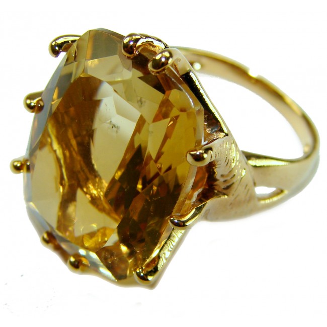 22.8 carat Genuine Heliodor 18K Gold over .925 Sterling Silver handcrafted ring size 6 1/4