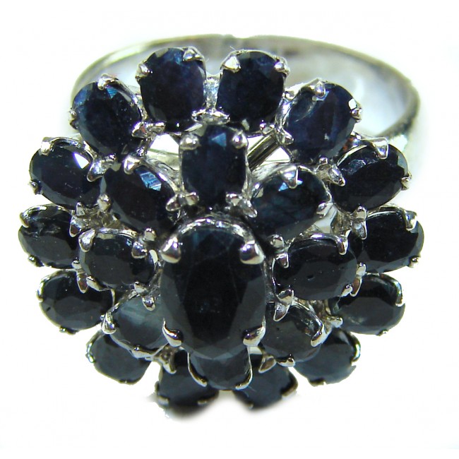Born to Glam 12.2 carat natural Sapphire .925 Sterling Silver Perfectly handcrafted Ring s. 7 1/4 - Close-up of Born to Glam sapphire ring, top view with multiple stones.