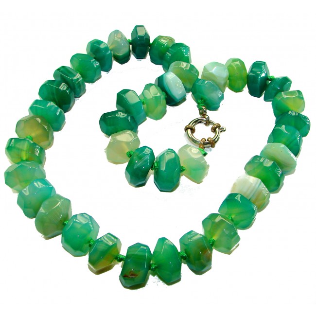 One of the kind authentic 242.5 carat Green Jade . 925 Sterling Silver necklace