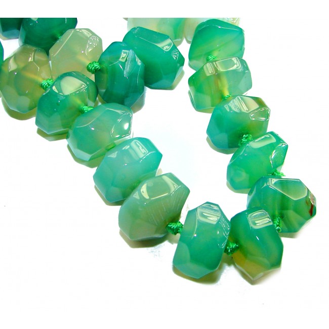 One of the kind authentic 242.5 carat Green Jade . 925 Sterling Silver necklace