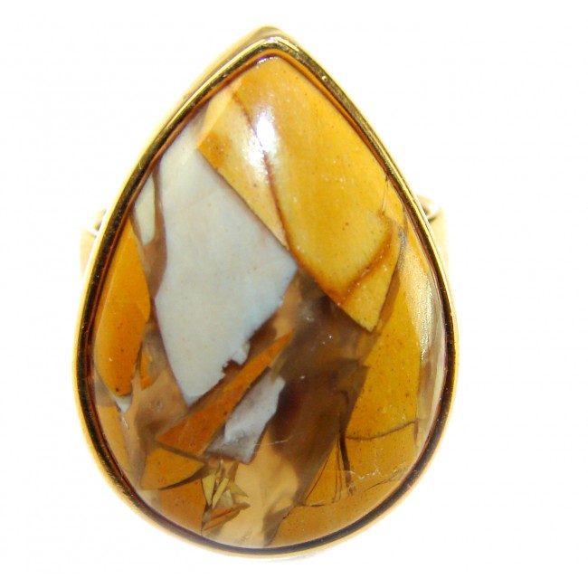Flawless Australian Bracciated Mookaite 14K Gold over .925 Sterling Silver Ring size 8 adjustable