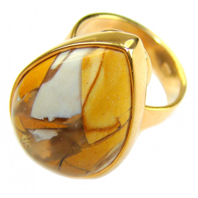 Flawless Australian Bracciated Mookaite 14K Gold over .925 Sterling Silver Ring size 8 adjustable