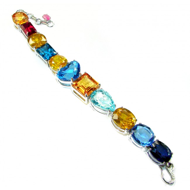 Tutti Frutti 65.5 CARAT MUTIGEM .925 Sterling Silver brilliantly handcrafted Bracelet