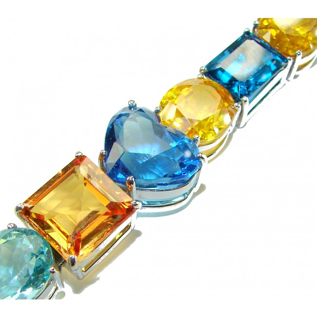 Tutti Frutti 65.5 CARAT MUTIGEM .925 Sterling Silver brilliantly handcrafted Bracelet