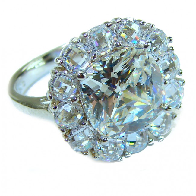 Splendid princess cut 10.2 carat yellow Sapphire .925 Sterling Silver brilliantly handcrafted ring s. 7 1/4 - photo 4