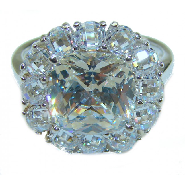 Splendid princess cut 10.2 carat yellow Sapphire .925 Sterling Silver brilliantly handcrafted ring s. 7 1/4 - photo 3