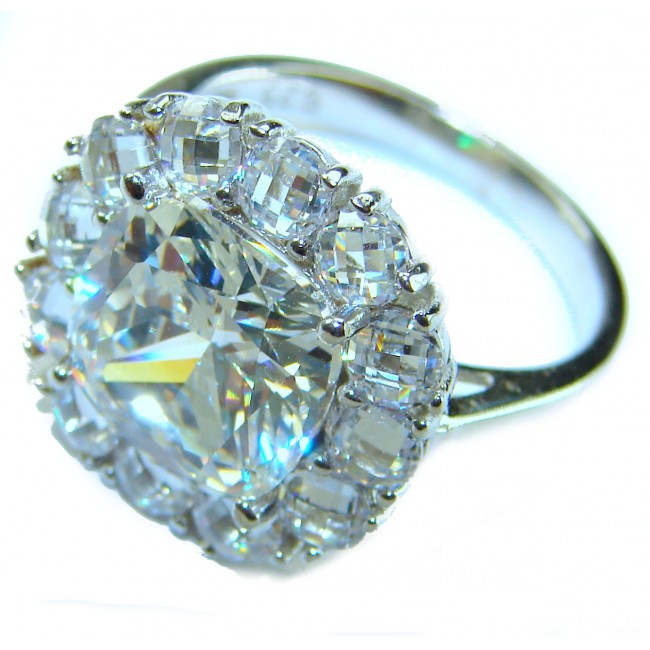 Splendid princess cut 10.2 carat yellow Sapphire .925 Sterling Silver brilliantly handcrafted ring s. 7 1/4 - photo 2