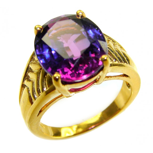 10.8 carat Alexandrite .925 Sterling Silver Perfectly dipped in 18K Gold handcrafted Ring s. 7