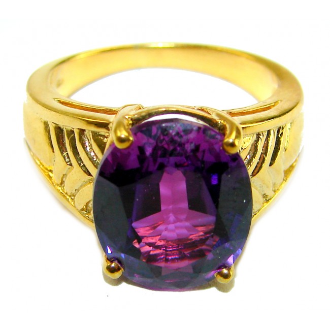 10.8 carat Alexandrite .925 Sterling Silver Perfectly dipped in 18K Gold handcrafted Ring s. 7