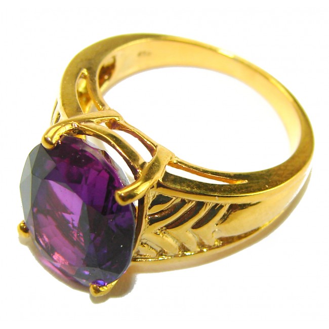 10.8 carat Alexandrite .925 Sterling Silver Perfectly dipped in 18K Gold handcrafted Ring s. 7