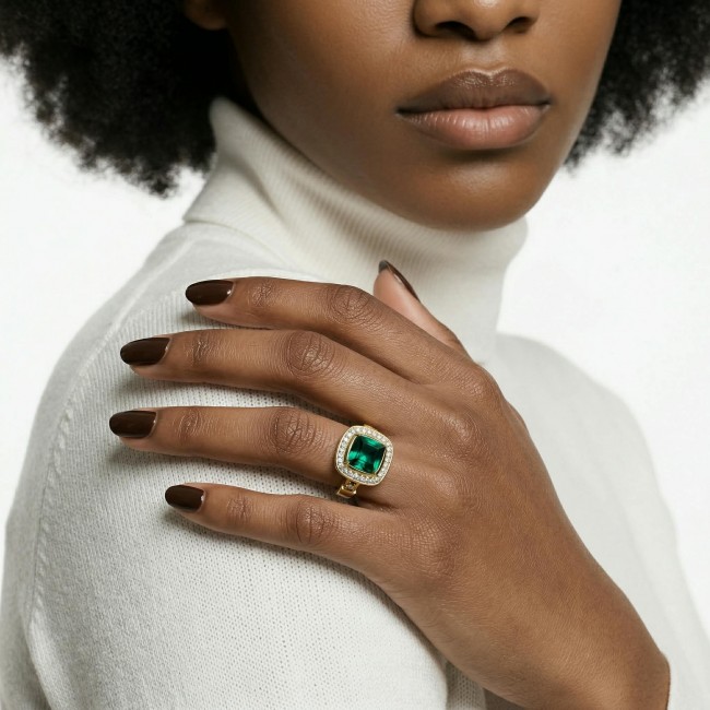 4.9 carat natural Colombian Emerald .925 Sterling Silver handmade Statement Ring size 7 - photo 1