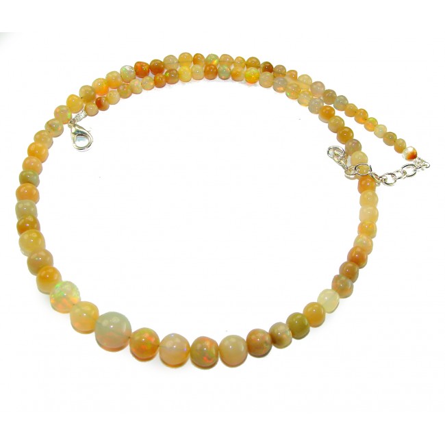 Real Masterpiece Natural Ethiopian Opal .925 Sterling Silver Necklace