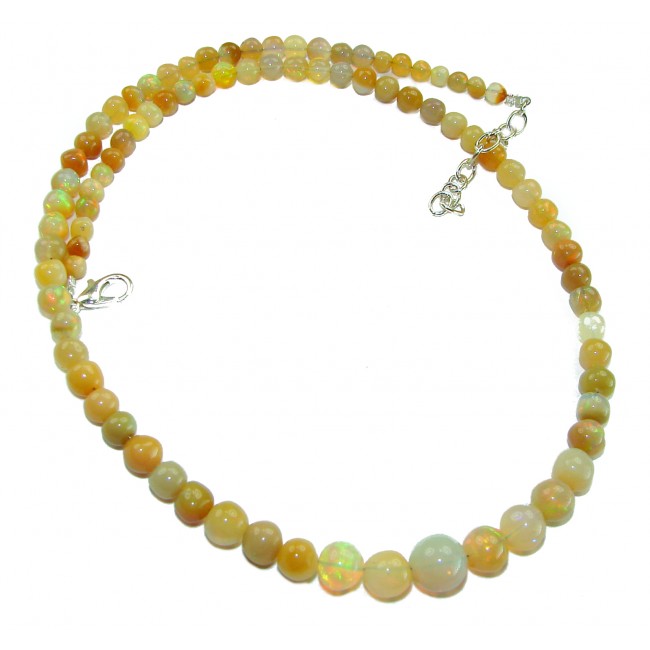 Real Masterpiece Natural Ethiopian Opal .925 Sterling Silver Necklace