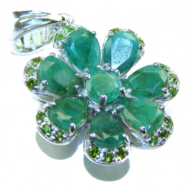 Amazonia - 18.8 carat Colombian Emerald .925 Sterling Silver handmade Statement pendant - photo 3