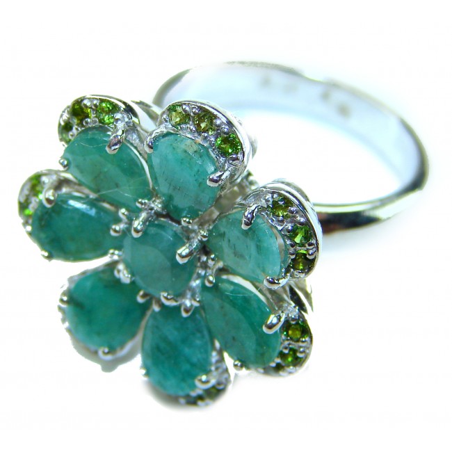 Amazonia - 20.8 carat Colombian Emerald .925 Sterling Silver handmade Statemen .925 Sterling Silver ring size 8 - photo 3