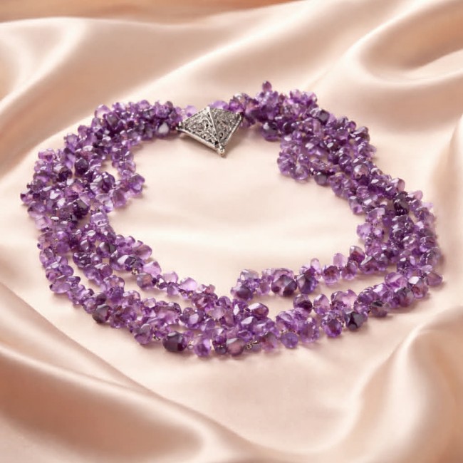 Oriental Beauty 178.2 carat Amethyst .925 Sterling Silver handcrafted Necklace