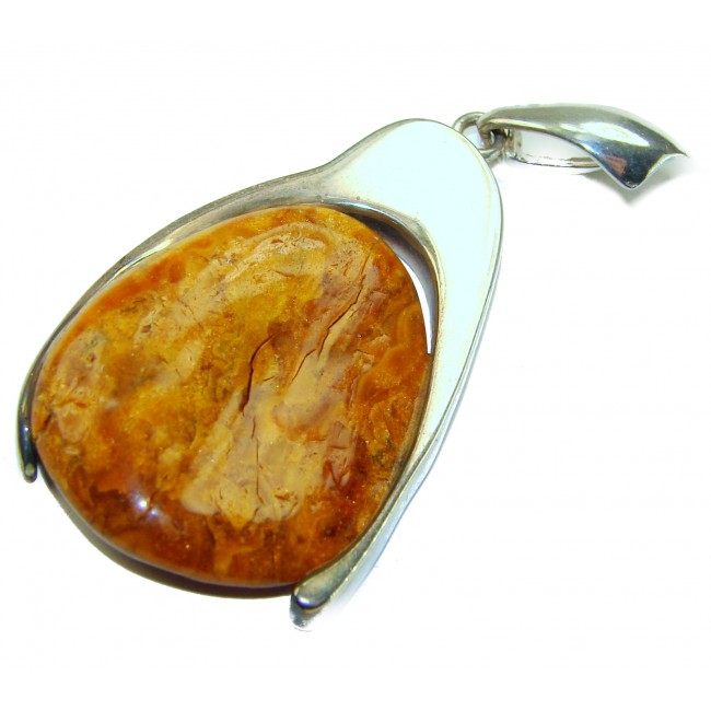 Sea Treasure Prehistoric Authentic Butterscotch Baltic Amber .925 Sterling Silver beautifully handcrafted Pendant
