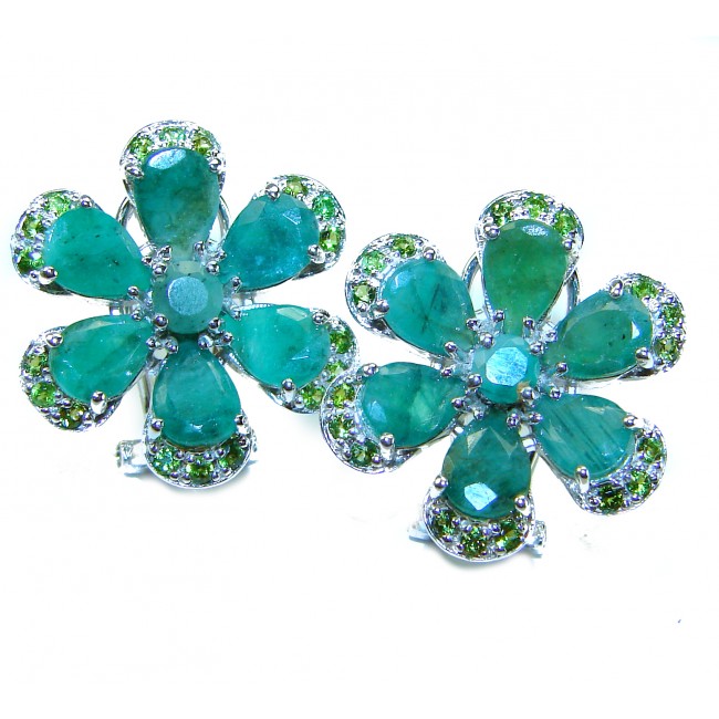 Amazonia - 339.8 carat Colombian Emerald .925 Sterling Silver handmade Statement Earrings - photo 5