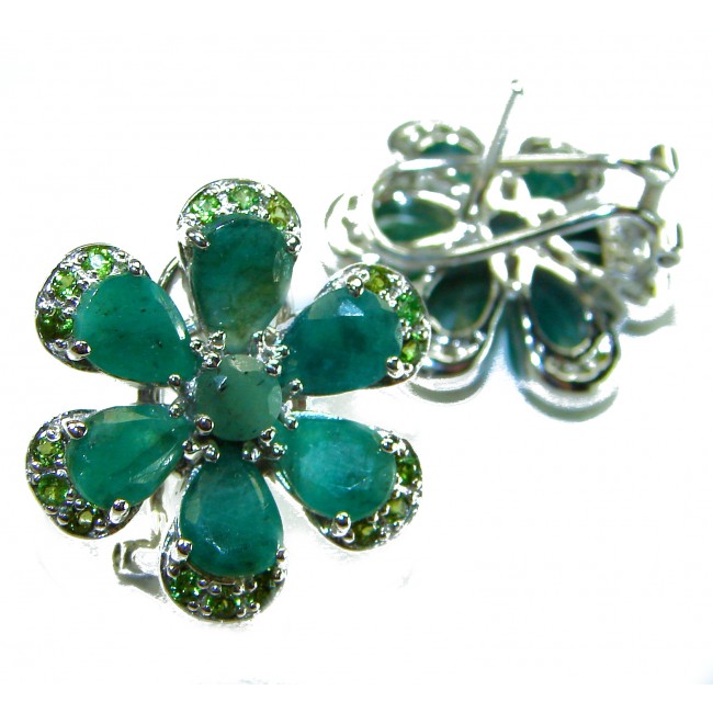 Amazonia - 339.8 carat Colombian Emerald .925 Sterling Silver handmade Statement Earrings - photo 3