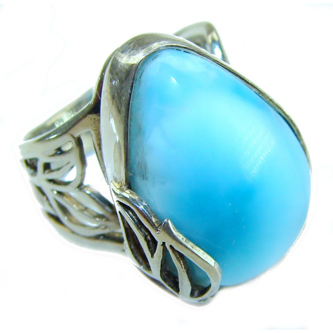 16.9 carat Blue Perfection natural Larimar .925 Sterling Silver handmade Large ring size 6 adjustable