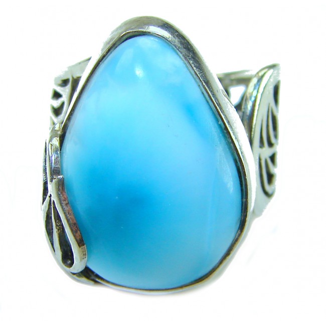 16.9 carat Blue Perfection natural Larimar .925 Sterling Silver handmade Large ring size 6 adjustable