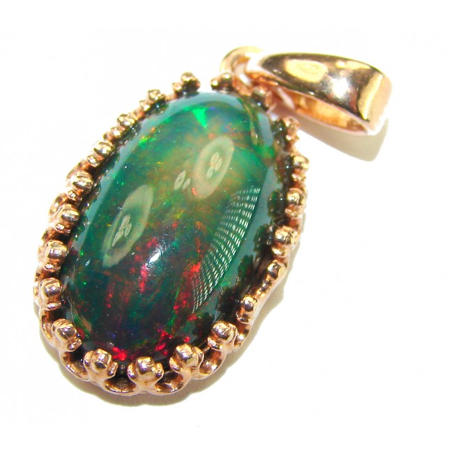 Black Galaxy 14.5 ctw Authentic Black Opal 18K Gold over .925 Sterling Silver handmade Pendant
