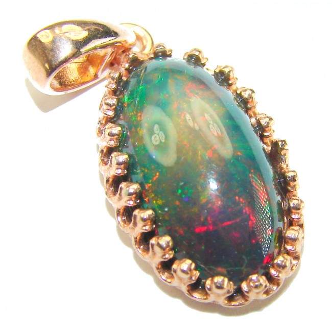 Black Galaxy 14.5 ctw Authentic Black Opal 18K Gold over .925 Sterling Silver handmade Pendant