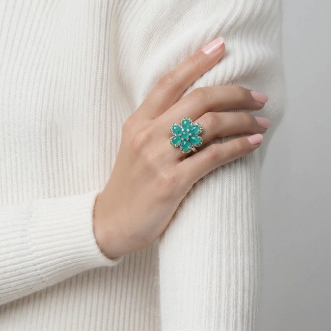 Amazonia - 20.8 carat Colombian Emerald .925 Sterling Silver handmade Statemen .925 Sterling Silver ring size 8 - photo 2