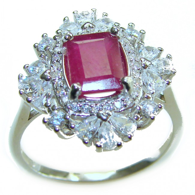 Giovanna - Magnificent Jewel 4.5 carat Ruby .925 Sterling Silver handcrafted incredible ring s. 8 1/2