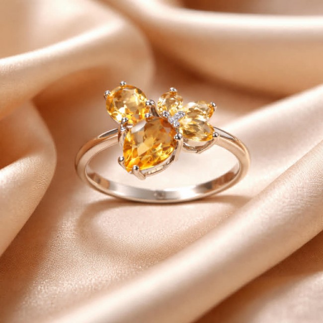 Golden Treasure 7.5 carat Brazilian Citrine .925 Sterling Silver Handcrafted Ring size 9