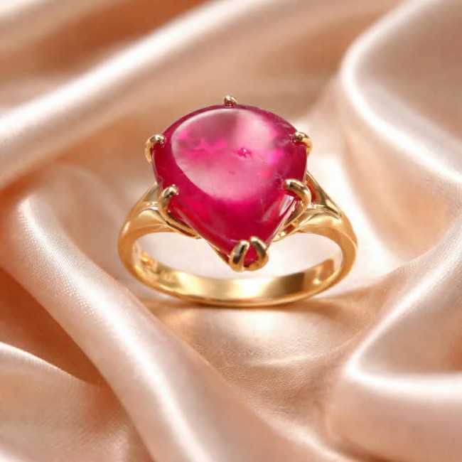 Authentic 10.2 carat Kasmir Ruby 18K Gold over .925 Sterling Silver brilliantly handcrafted ring s. 5 3/4