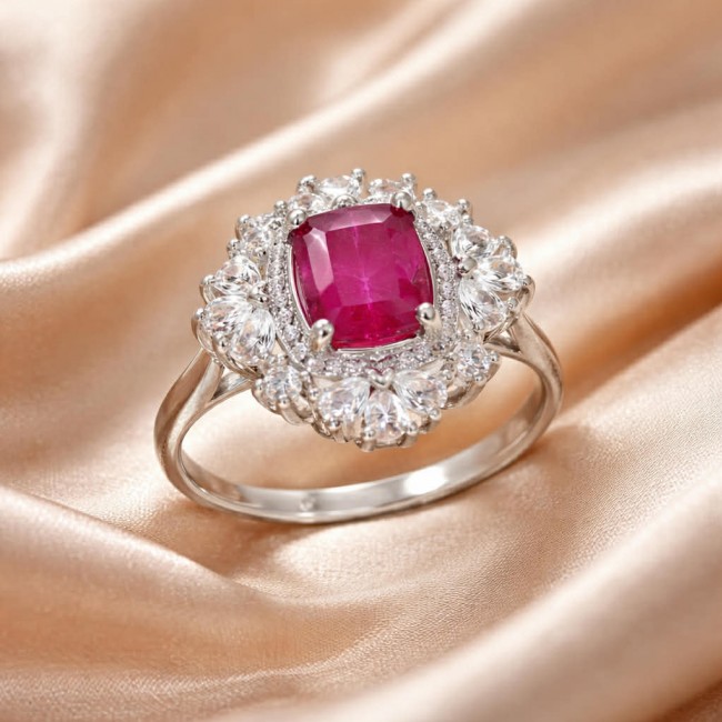 Giovanna - Magnificent Jewel 4.5 carat Ruby .925 Sterling Silver handcrafted incredible ring s. 8 1/2