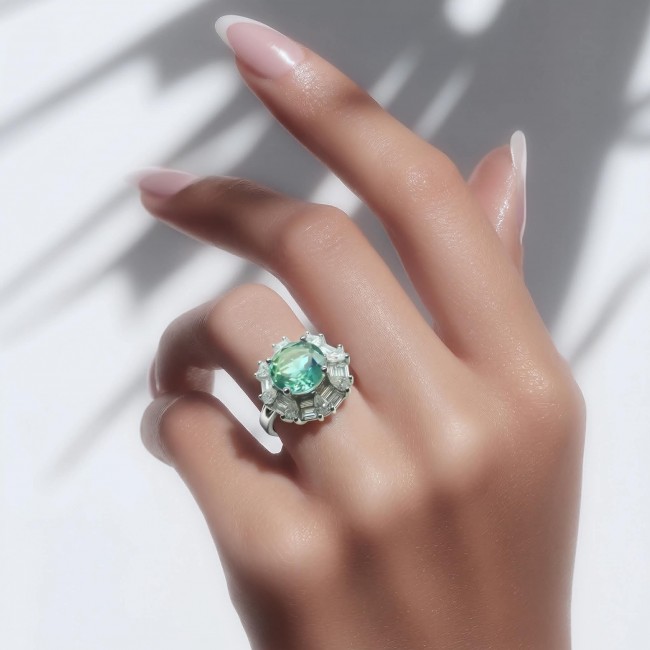 Pure Perfection 4.5 carat GENUINE Apatite .925 Silver handcrafted Ring s. 7