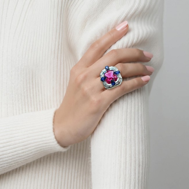 Art Deco 8.6 ctw Ruby .925 Sterling Silver handcrafted Statement Ring size 8