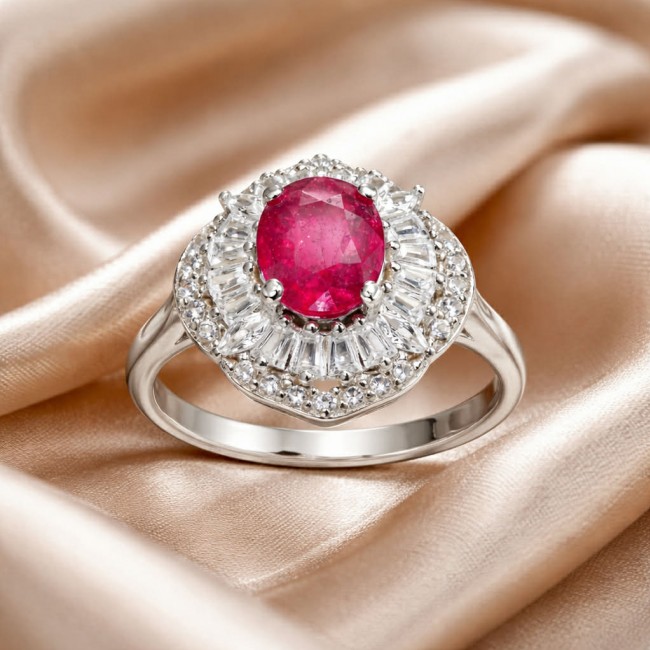 Stella - 3.9 carat Ruby .925 Sterling Silver handcrafted incredible ring s. 6 1/4 - photo 2
