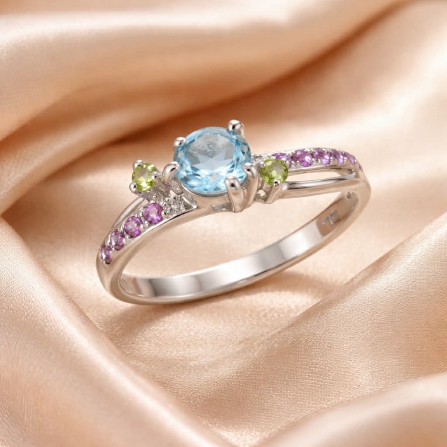 Pacifica 1.8 carat authentic Swiss Blue Topaz .925 Sterling Silver handmade Statement Ring size 9 - photo 2