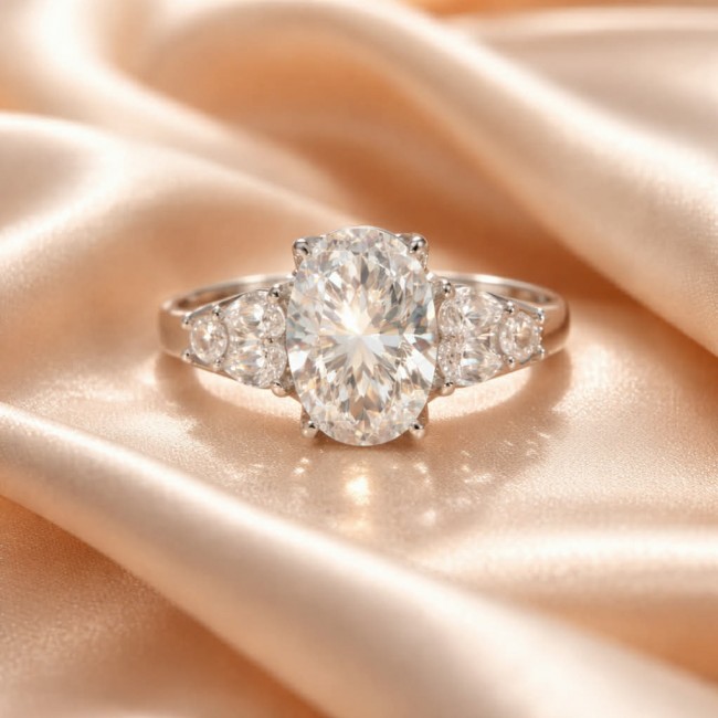 Oval cut 8.2 carat light yellow Sapphire .925 Sterling Silver brilliantly handcrafted ring s. 7 3/4 - photo 2