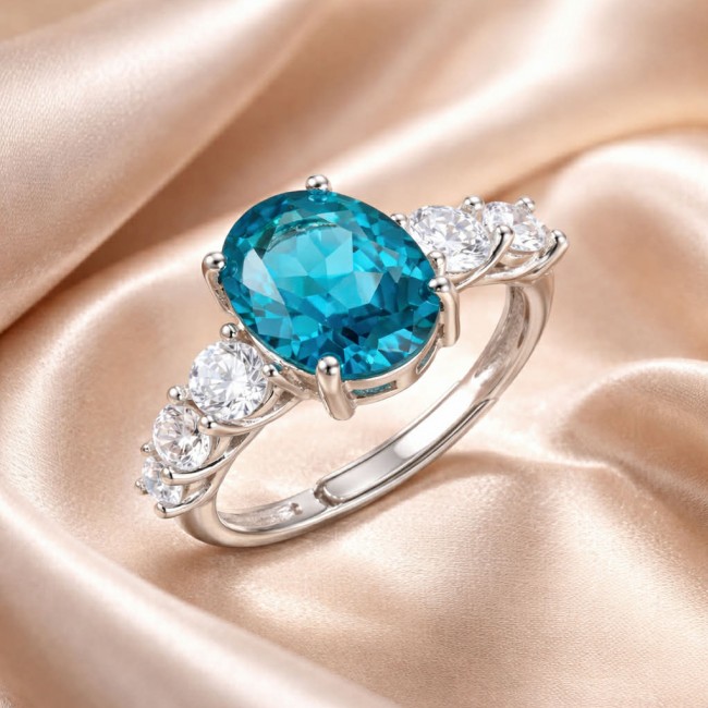 Angel's Wishper 5.8 carat authentic Aquamarine .925 Sterling Silver Handcrafted Ring size 7