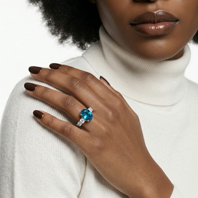 Angel's Wishper 5.8 carat authentic Aquamarine .925 Sterling Silver Handcrafted Ring size 7