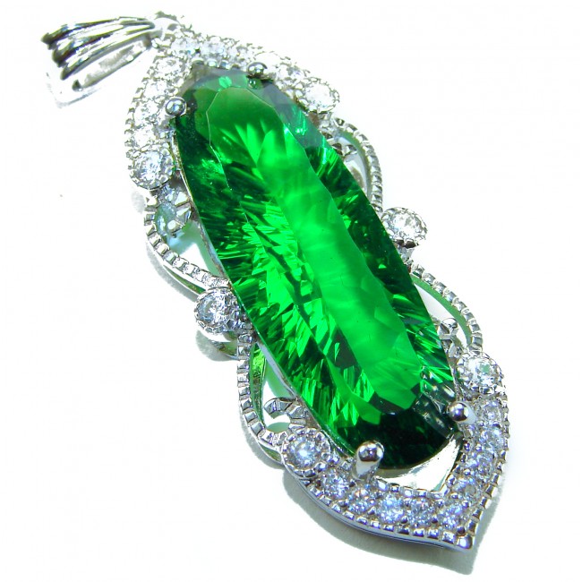 Spectacular Oval Cut 28.5 carat Natural Helenite .925 Sterling Silver handcrafted Pendant