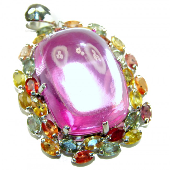 Pink Royalty Incredible 38.8 carat Pink Sapphire rhodium over .925 Sterling Silver handcrafted pendant