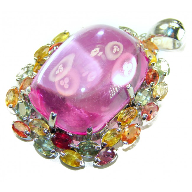 Pink Royalty Incredible 38.8 carat Pink Sapphire rhodium over .925 Sterling Silver handcrafted pendant