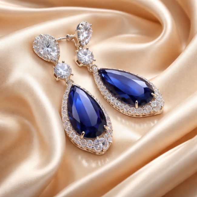Giovanna - Authentic pear cut 28.9 carat Tanzanite .925 Sterling Silver handcrafted earrings