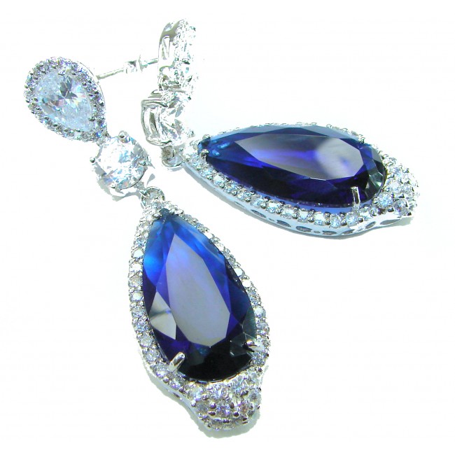 Giovanna - Authentic pear cut 28.9 carat Tanzanite .925 Sterling Silver handcrafted earrings
