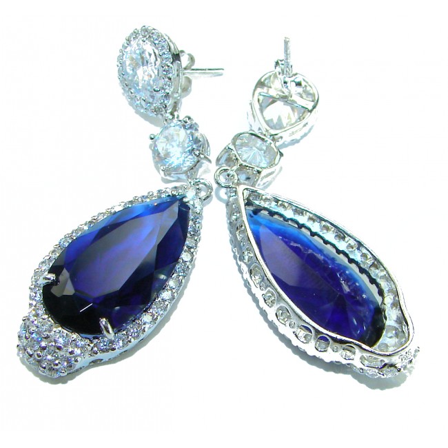 Giovanna - Authentic pear cut 28.9 carat Tanzanite .925 Sterling Silver handcrafted earrings
