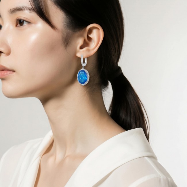 Eau Pure 18.5 carat Swiss Blue Topaz .925 Sterling Silver Handcrafted Earrings - photo 1