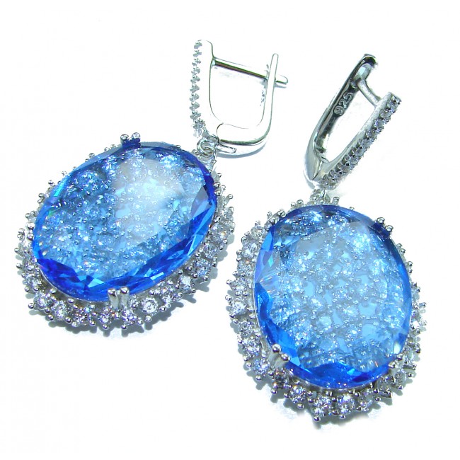 Eau Pure 18.5 carat Swiss Blue Topaz .925 Sterling Silver Handcrafted Earrings - photo 3